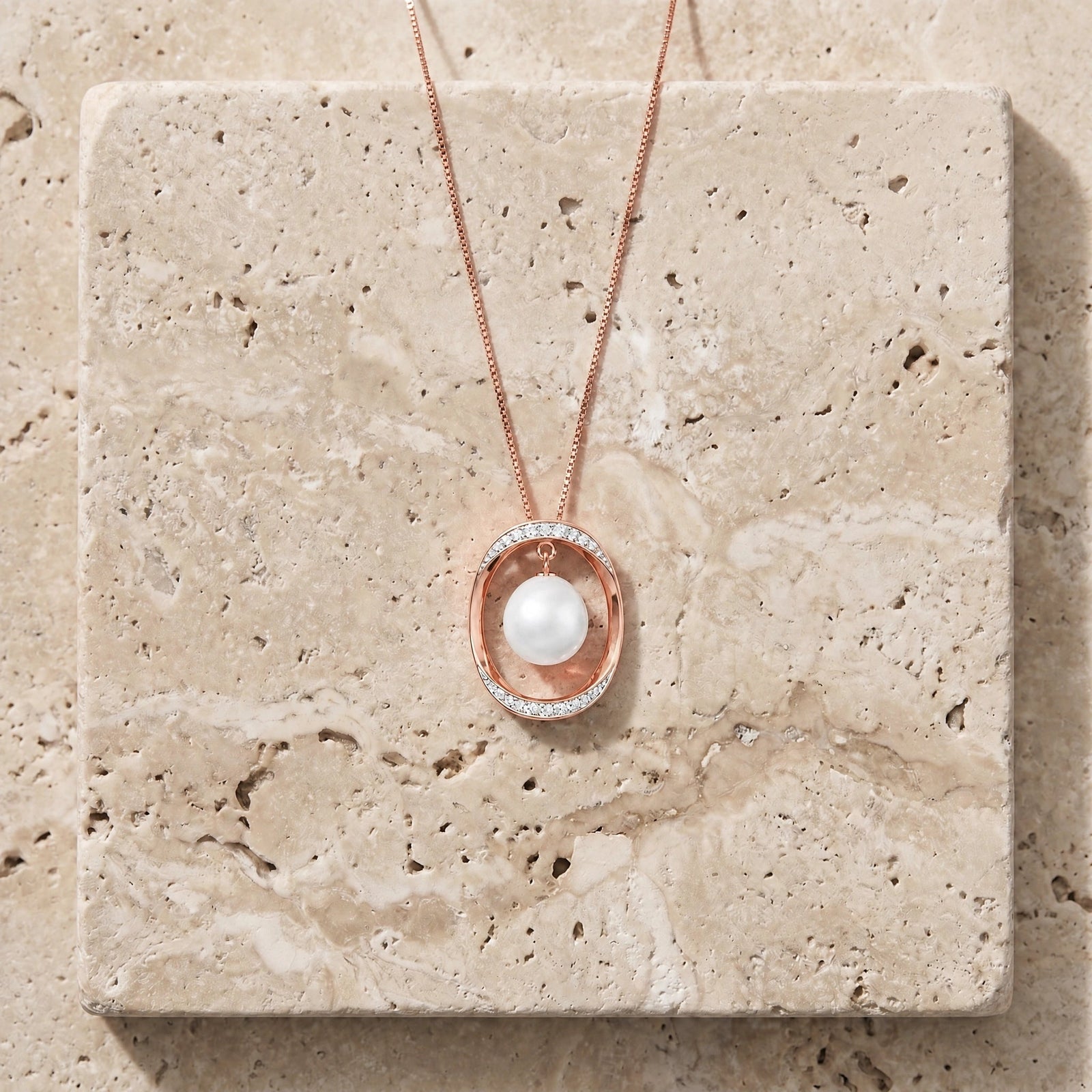 Rose Gold Pendant Necklace Pearl 10K — Donata