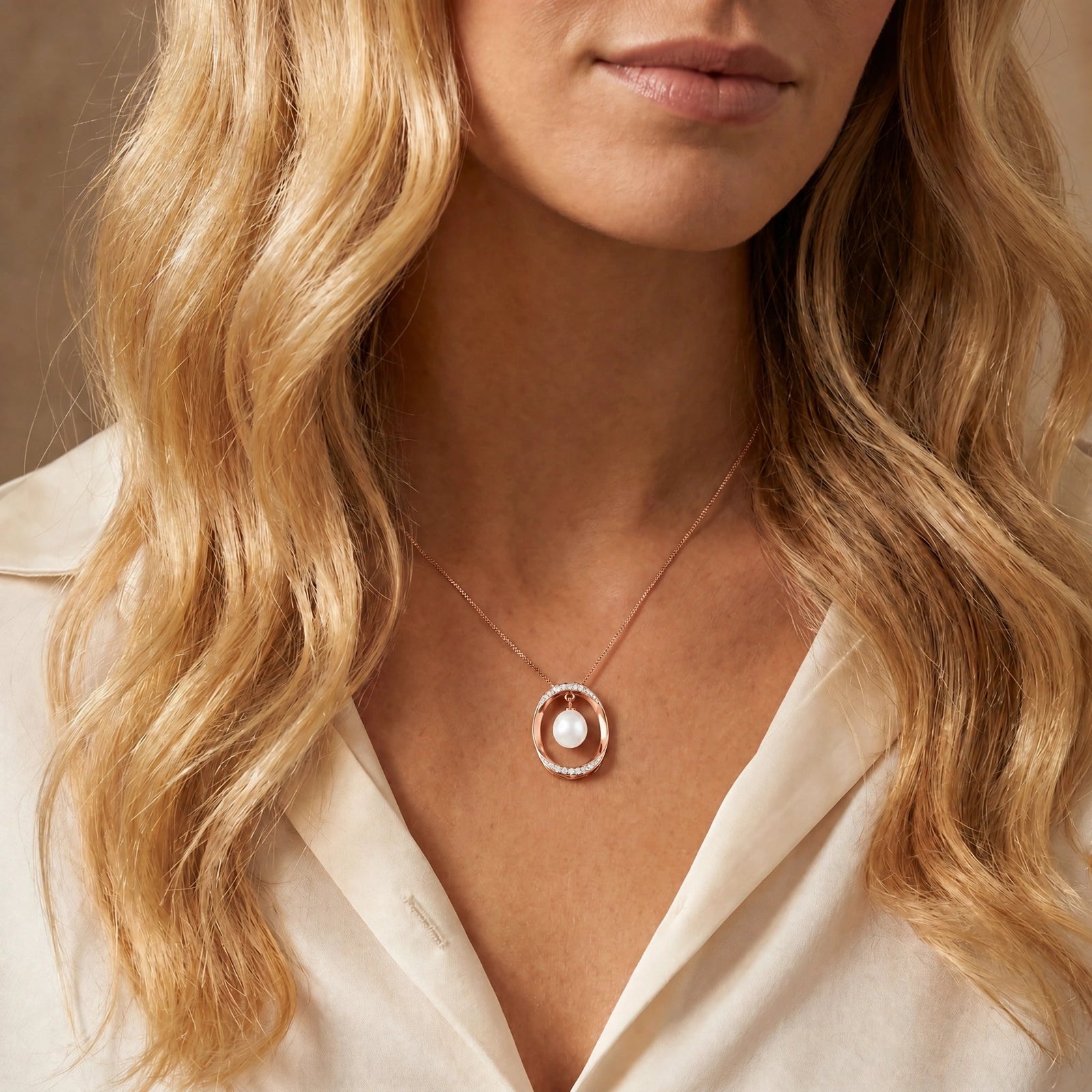 Rose Gold Pendant Necklace Pearl 10K — Donata