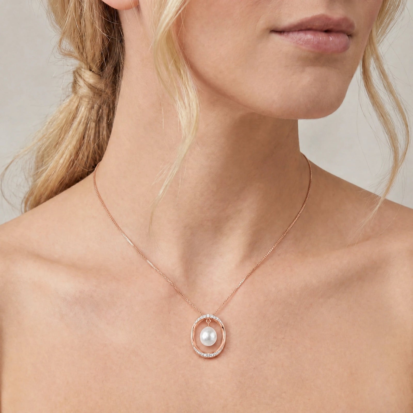 Rose Gold Pendant Necklace Pearl 10K — Donata