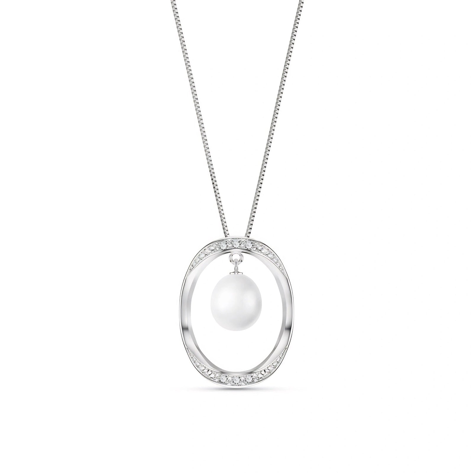 White Gold Pendant Necklace Pearl 10K — Donata