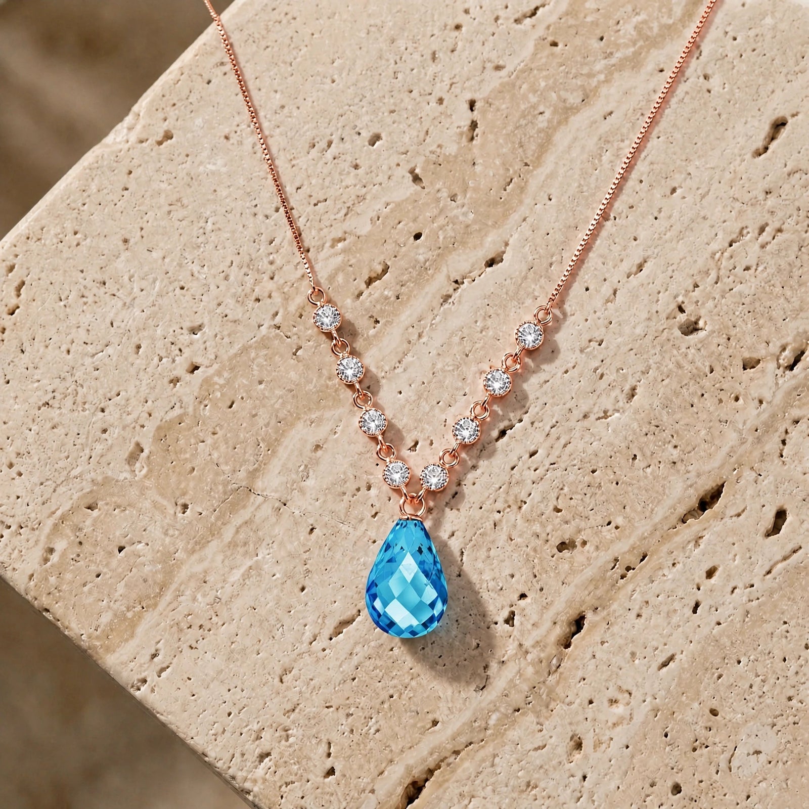 Rose Gold Diamond & Blue Topaz — Clarice