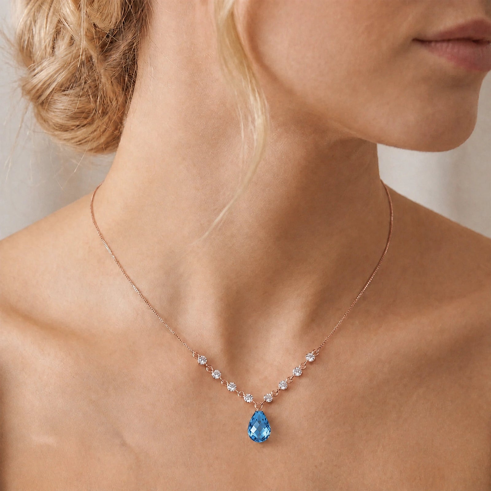 Rose Gold Diamond & Blue Topaz — Clarice