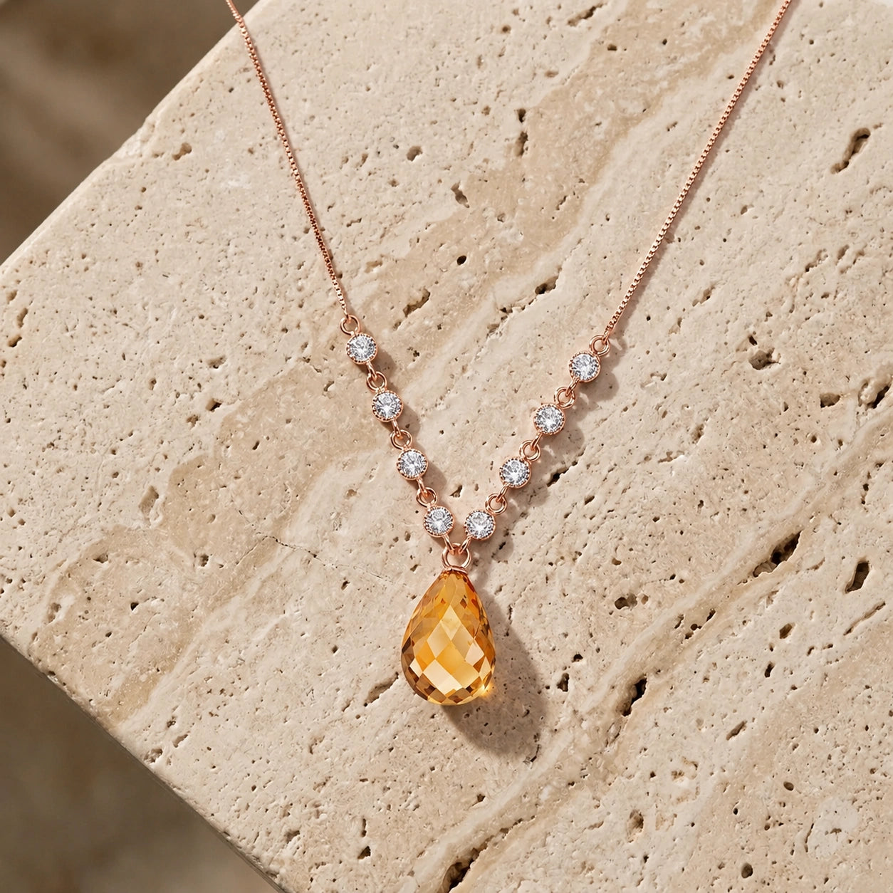 Rose Gold Diamond & Citrine — Clarice