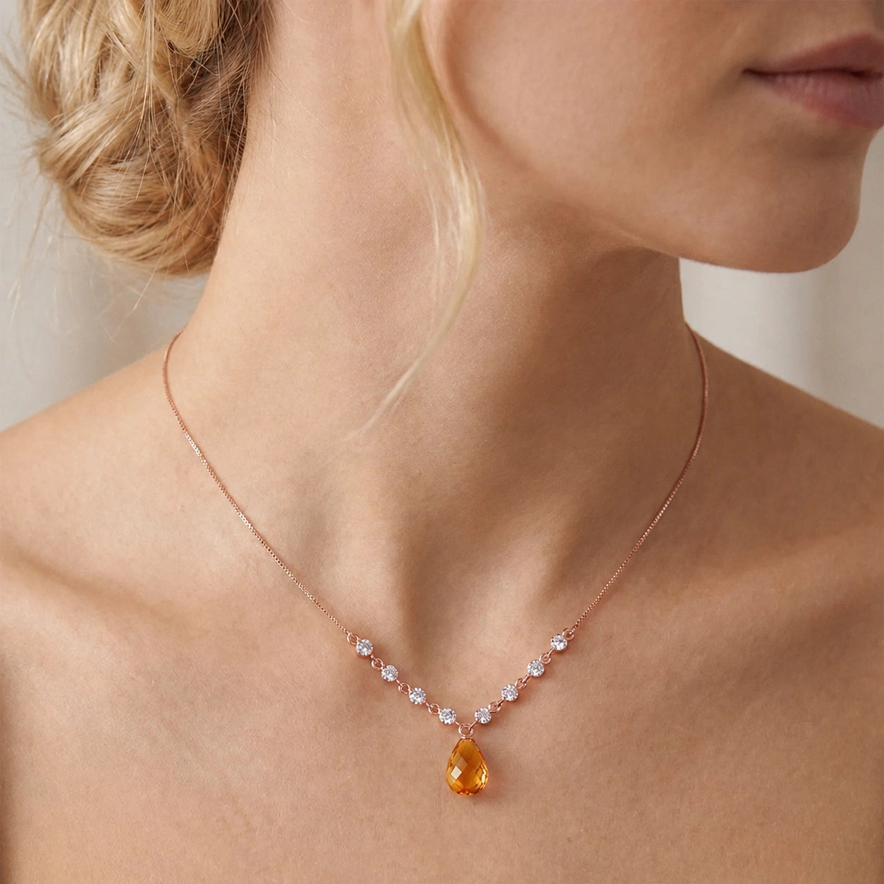 Rose Gold Diamond & Citrine — Clarice