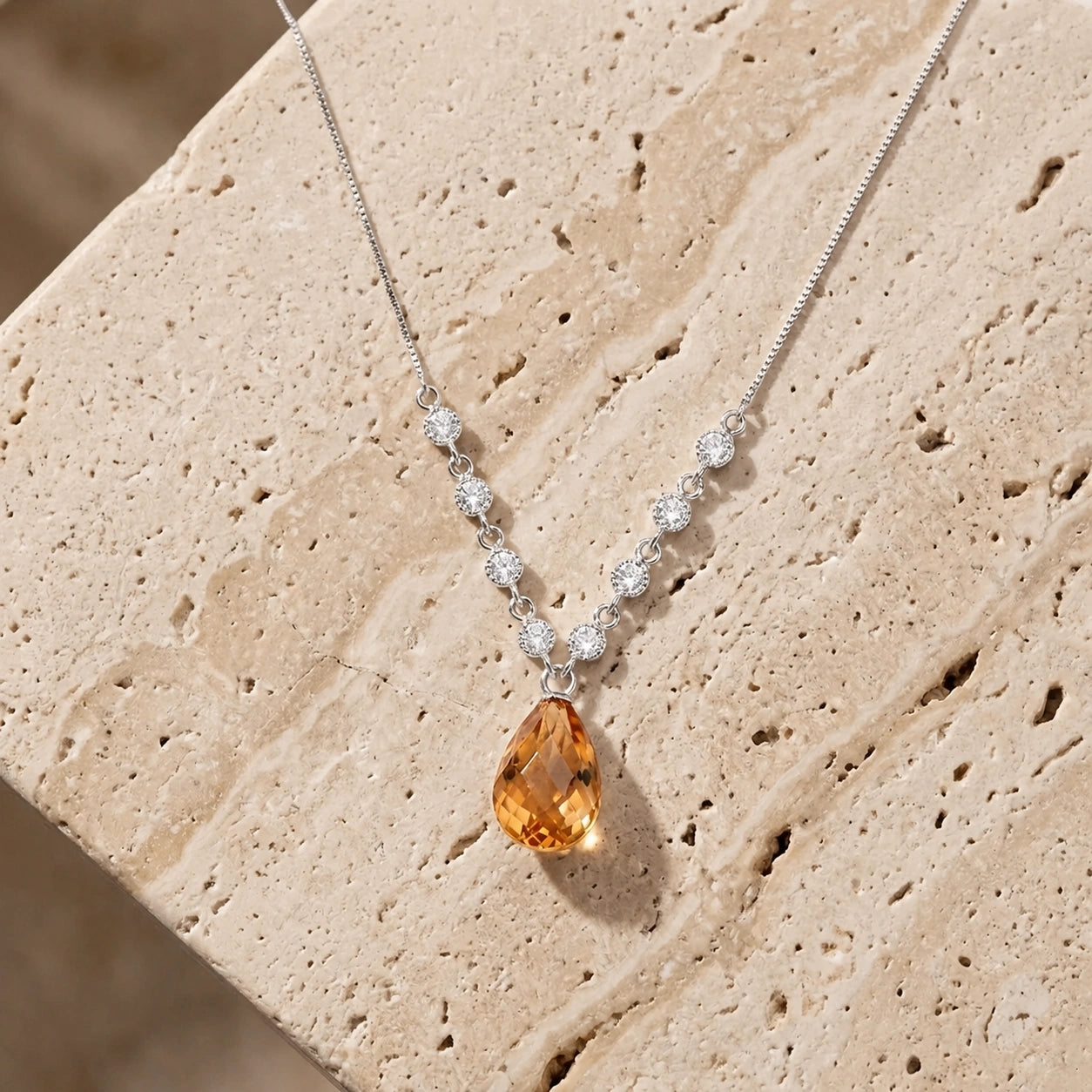 White Gold Diamond & Citrine — Clarice