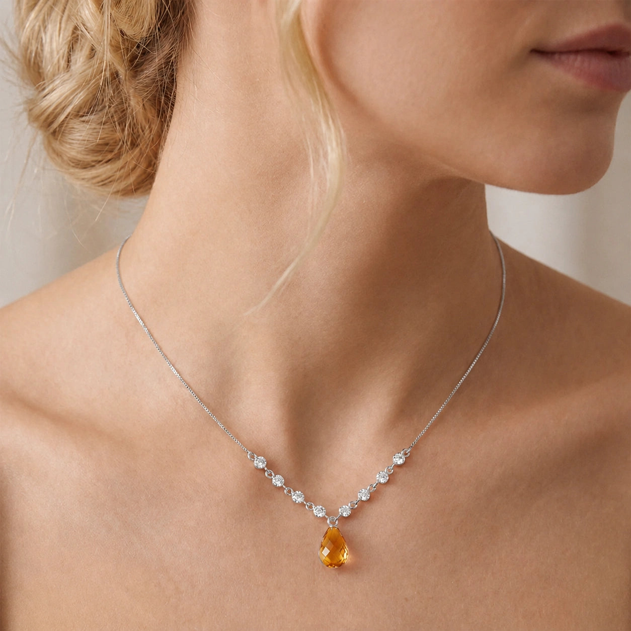 White Gold Diamond & Citrine — Clarice