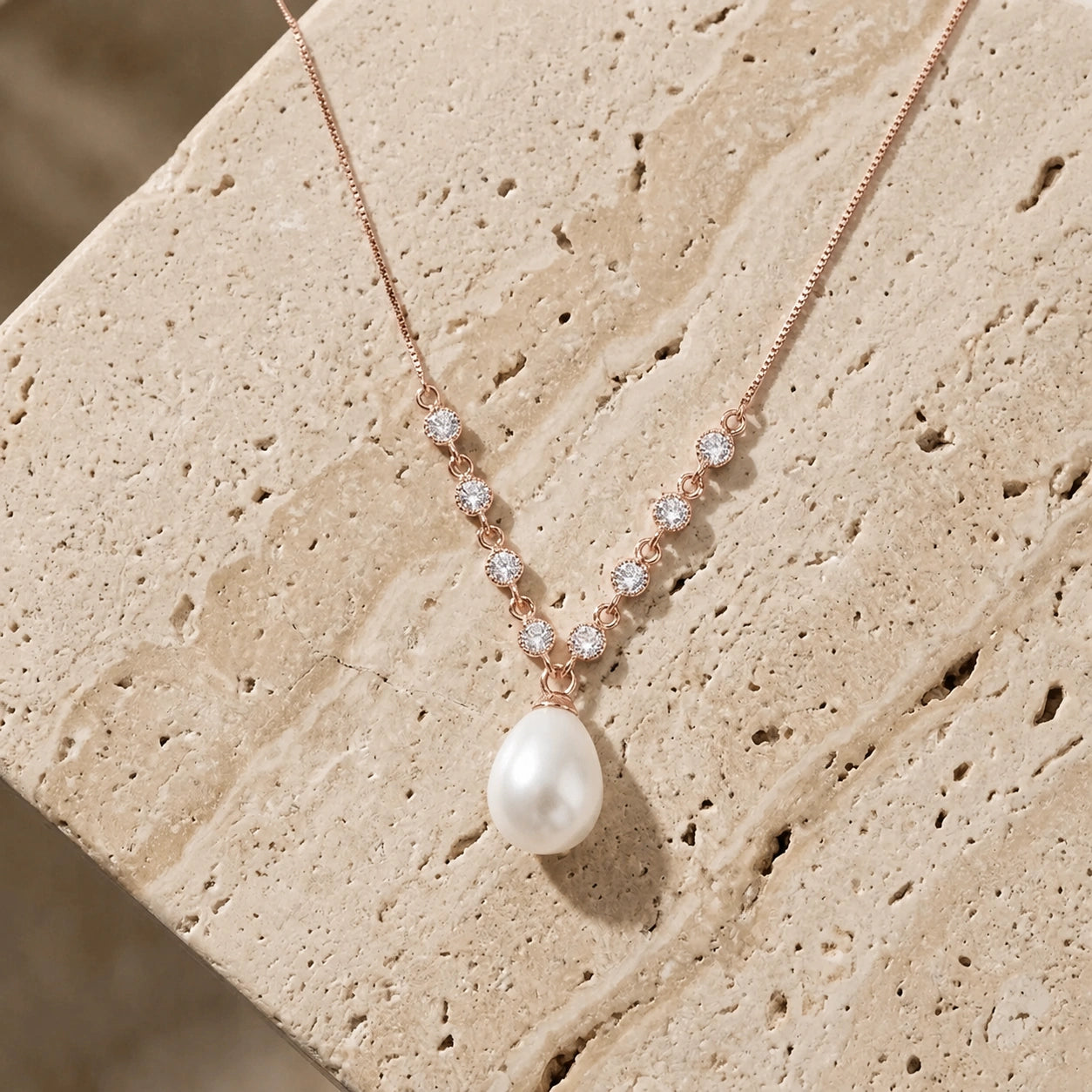 Rose Gold Diamond & Pearl — Clarice