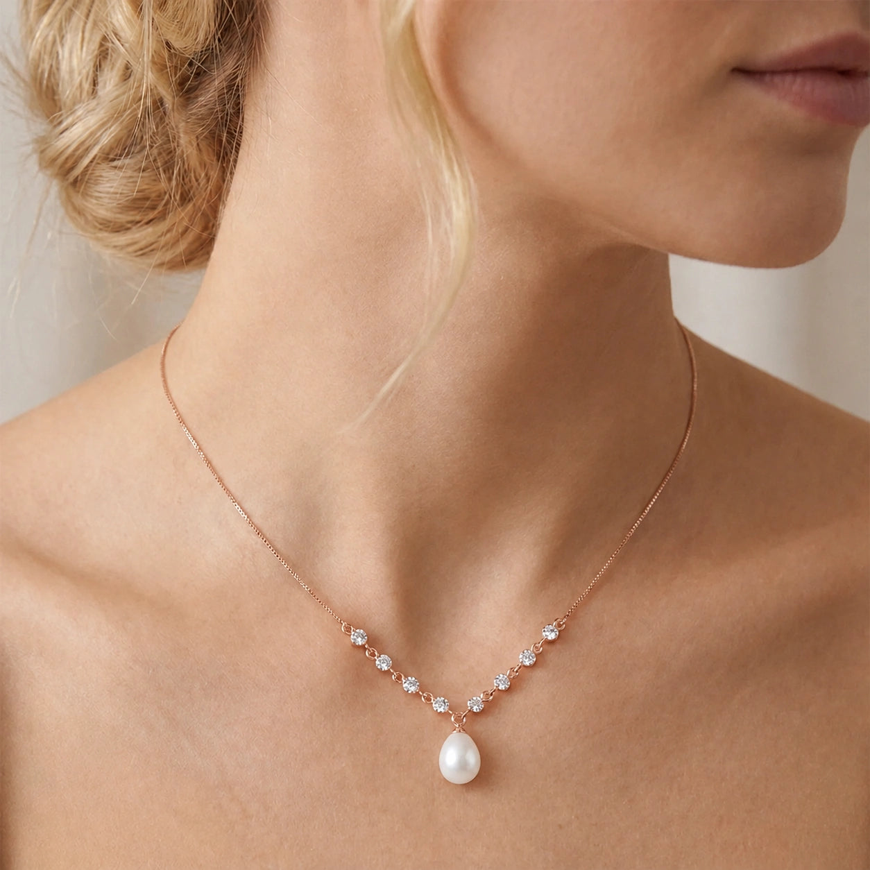 Rose Gold Diamond & Pearl — Clarice