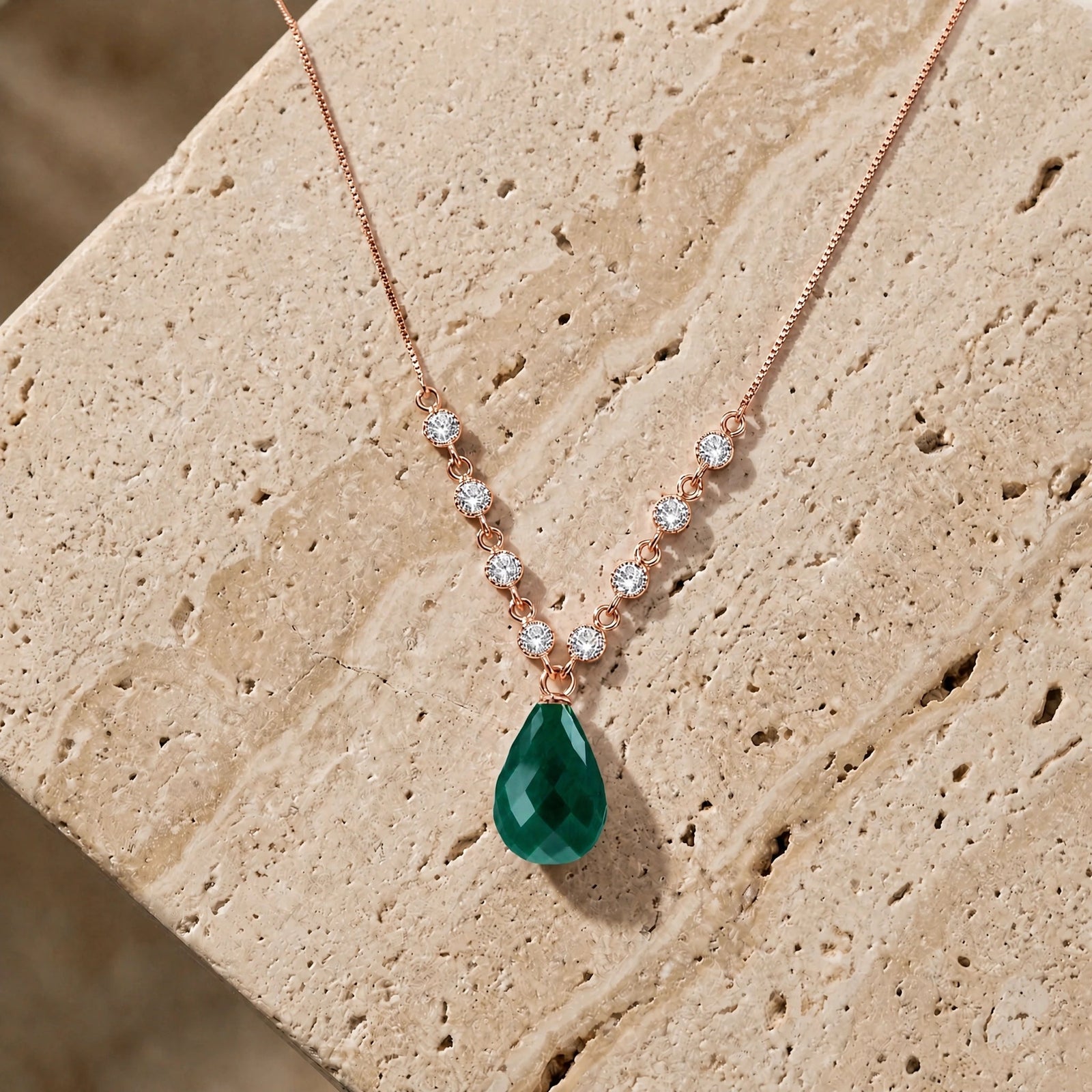 Rose Gold Emerald & Diamond — Clarice