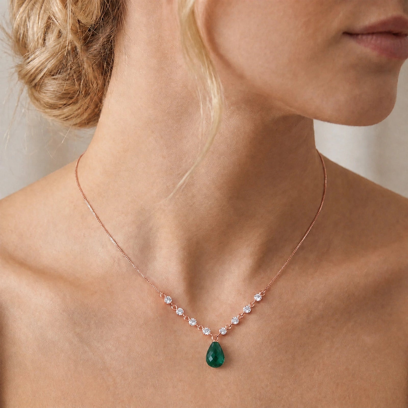 Rose Gold Emerald & Diamond — Clarice