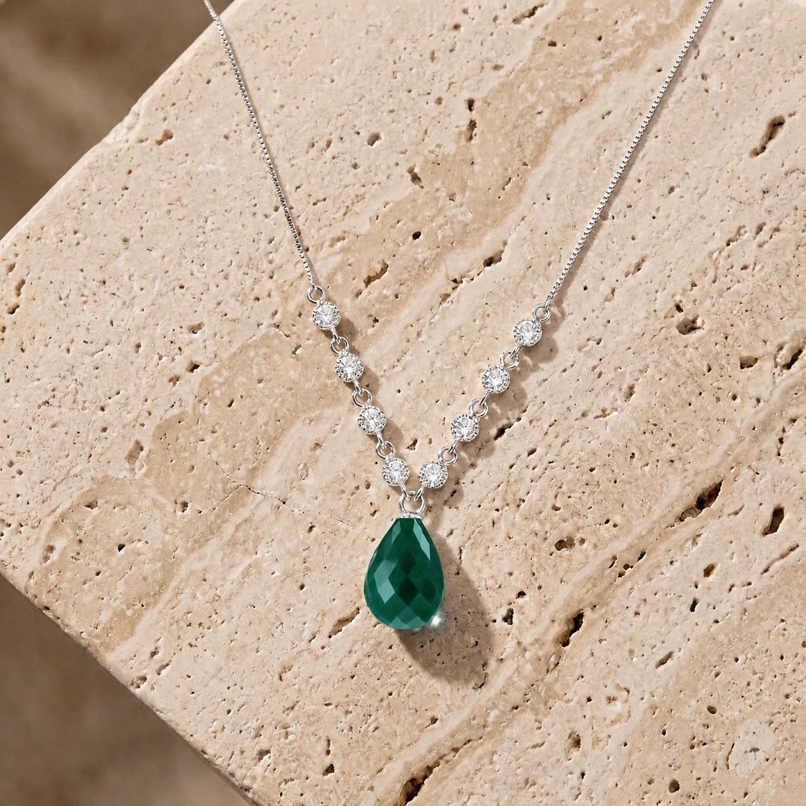 White Gold Emerald & Diamond — Clarice
