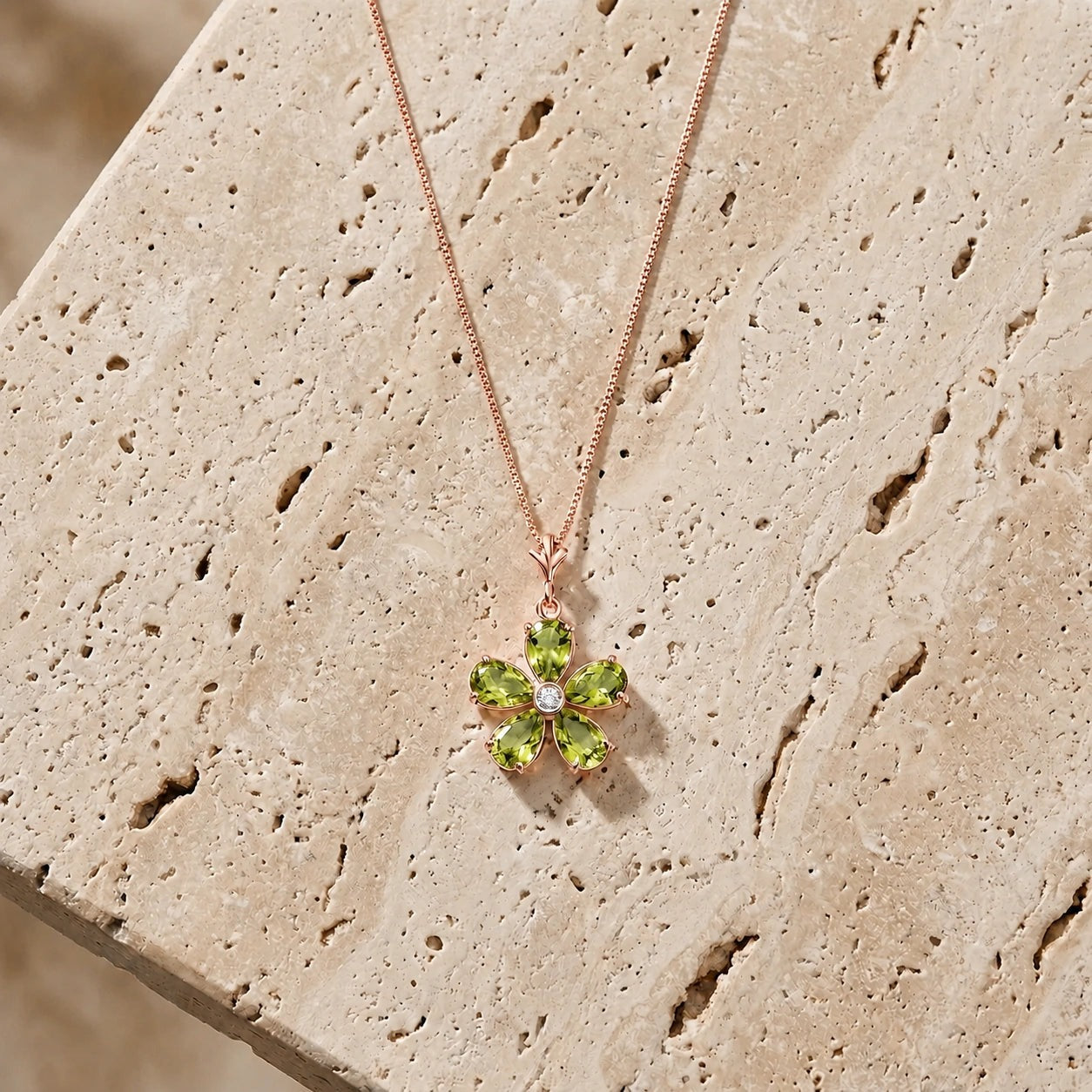 Rose Gold Radiance Necklace Peridot 10K — Felicita