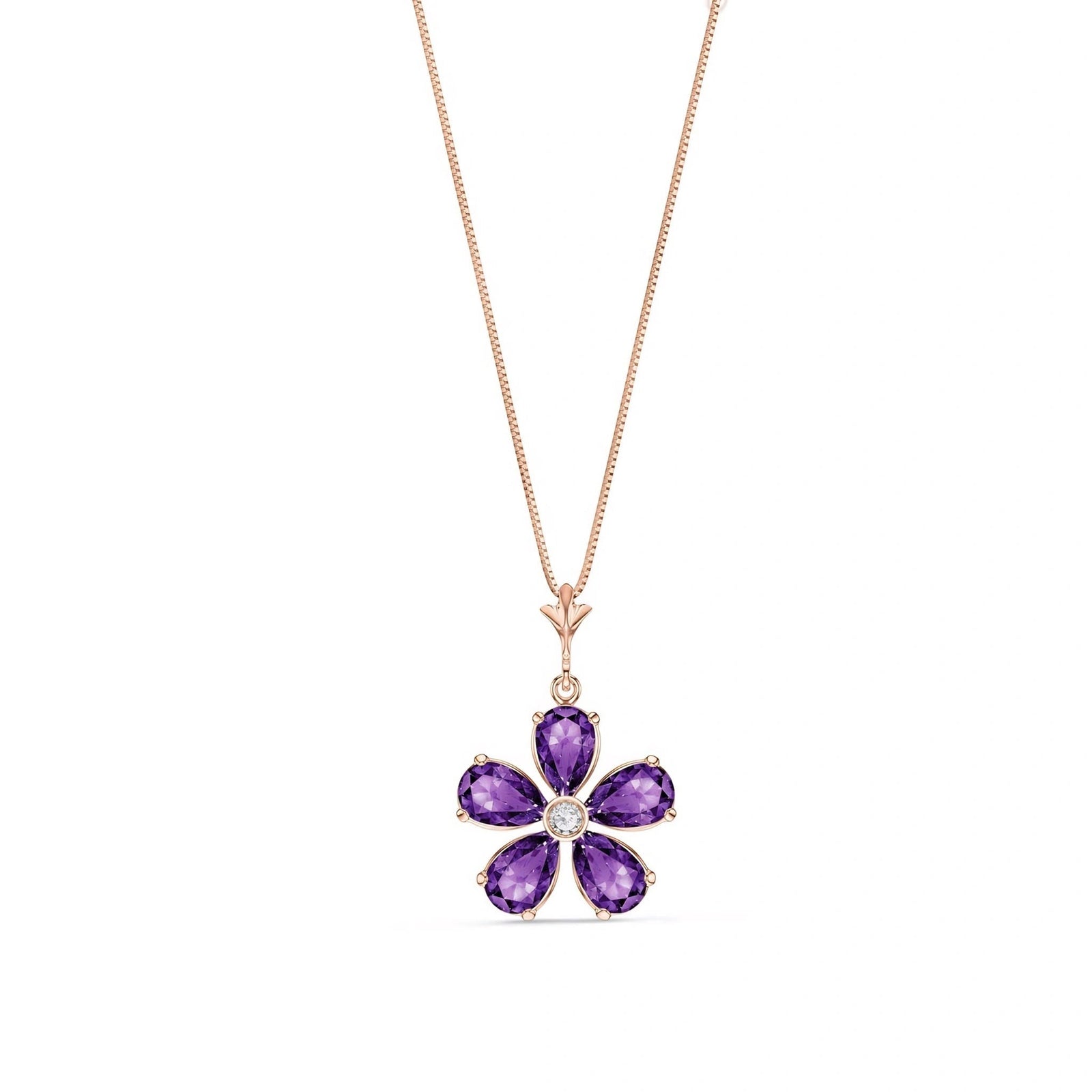 Rose Gold Radiance Necklace Amethyst 10K — Felicita