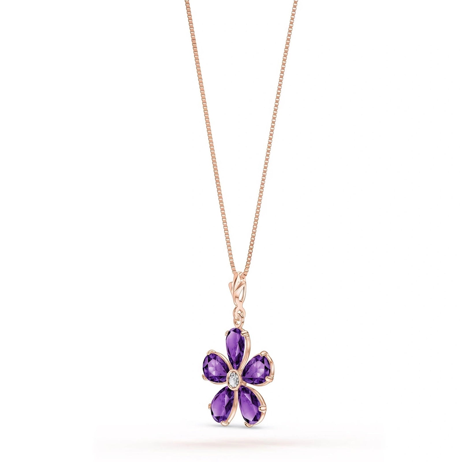 Rose Gold Radiance Necklace Amethyst 10K — Felicita