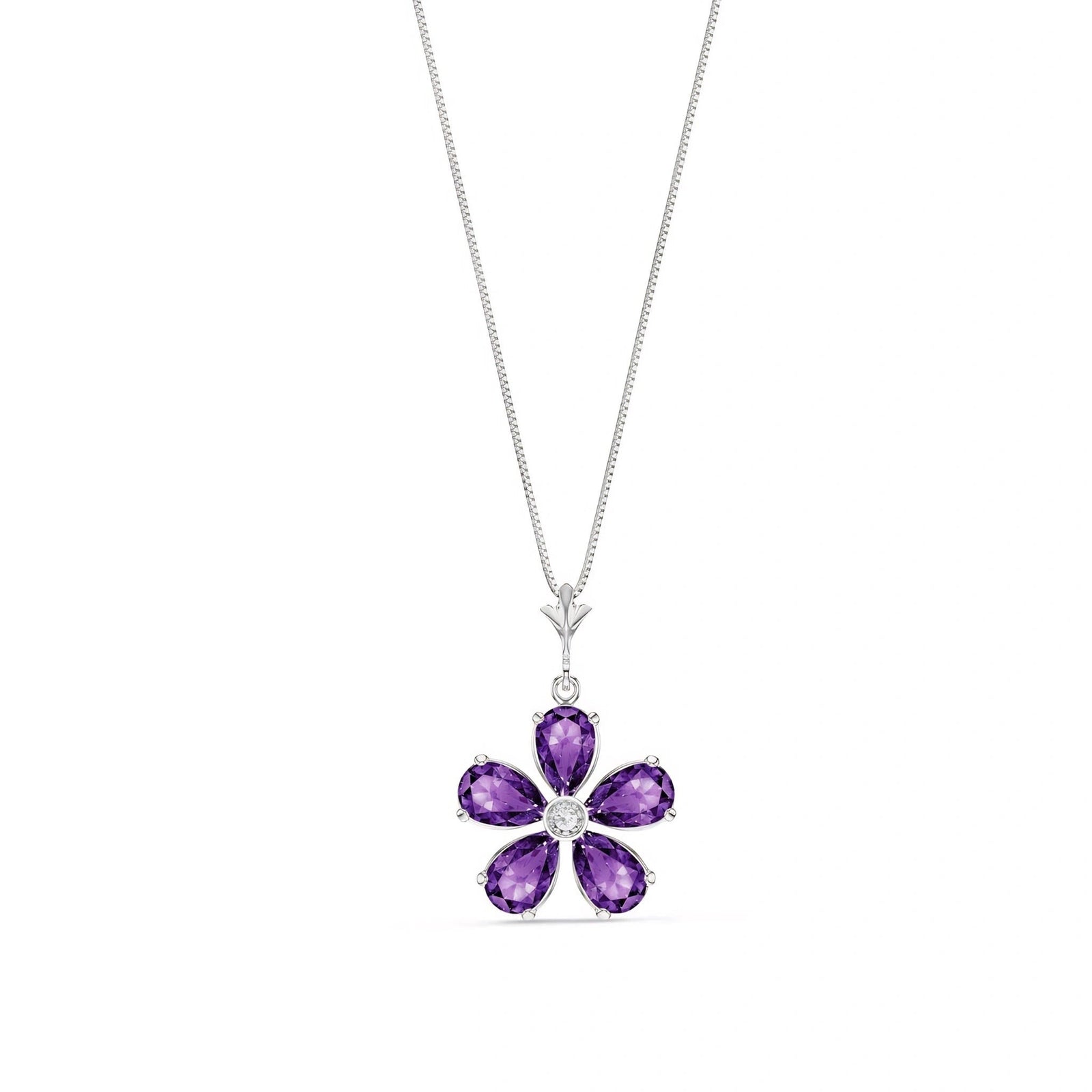 White Gold Radiance Necklace Amethyst 10K — Felicita