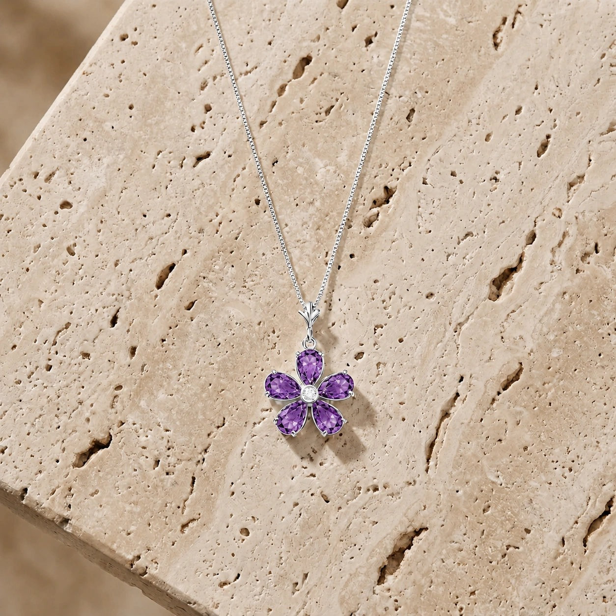 White Gold Radiance Necklace Amethyst 10K — Felicita