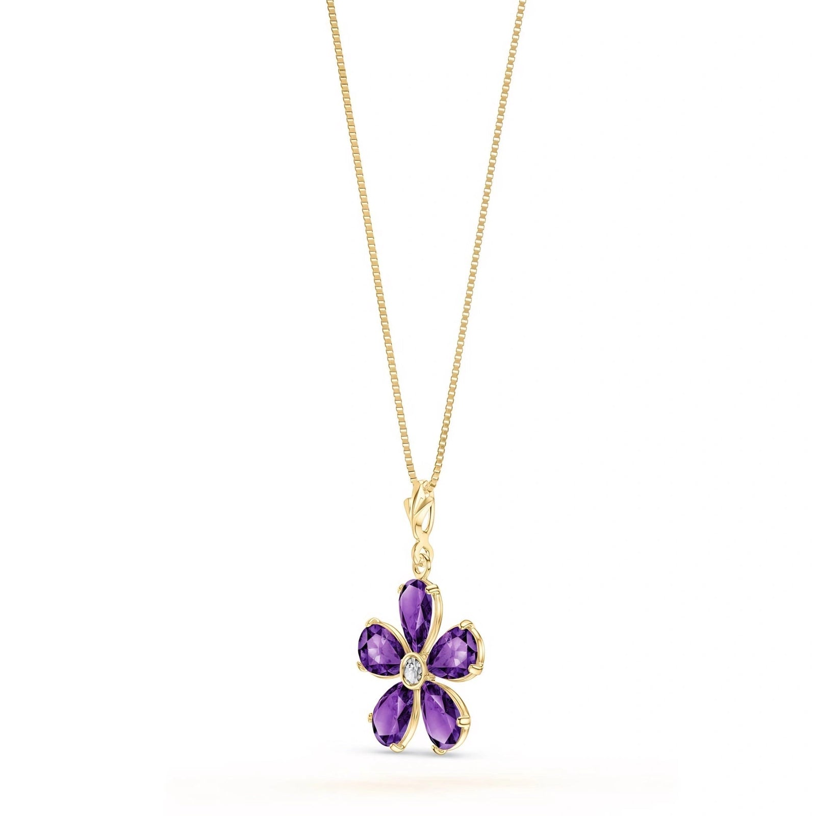 Yellow Gold Radiance Necklace Amethyst 10K — Felicita