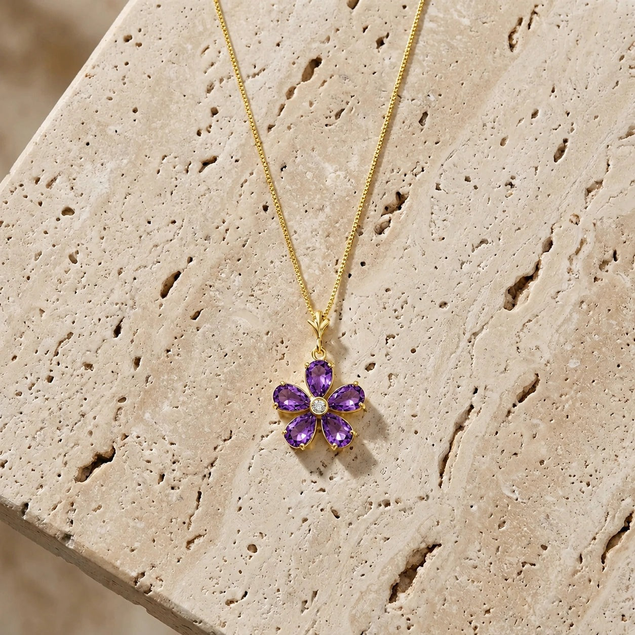 Yellow Gold Radiance Necklace Amethyst 10K — Felicita