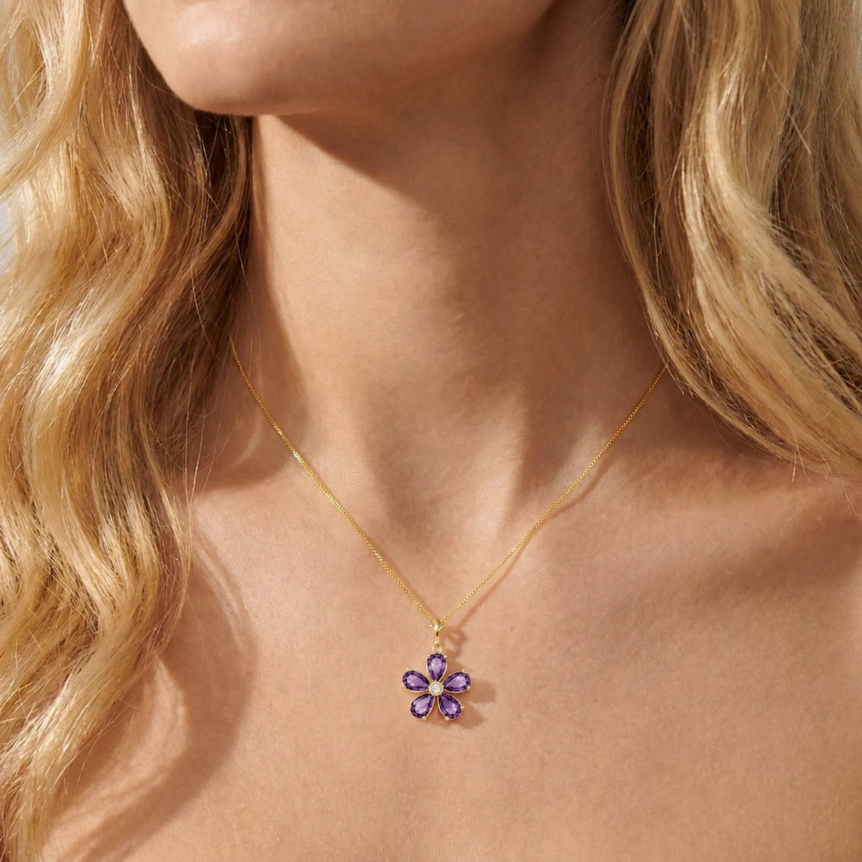 Yellow Gold Radiance Necklace Amethyst 10K — Felicita