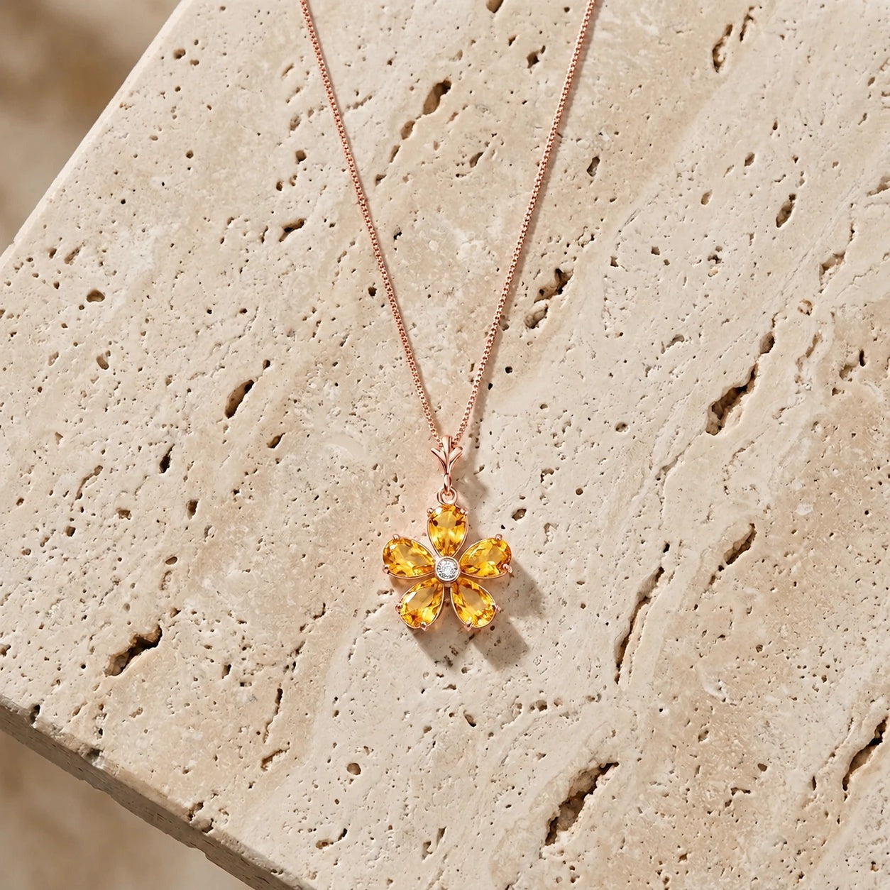 Rose Gold Radiance Necklace Citrine 10K — Felicita