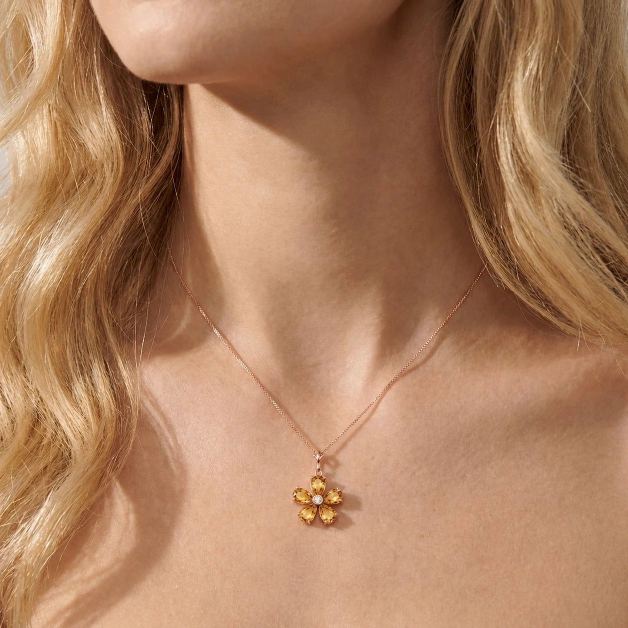 Rose Gold Radiance Necklace Citrine 10K — Felicita