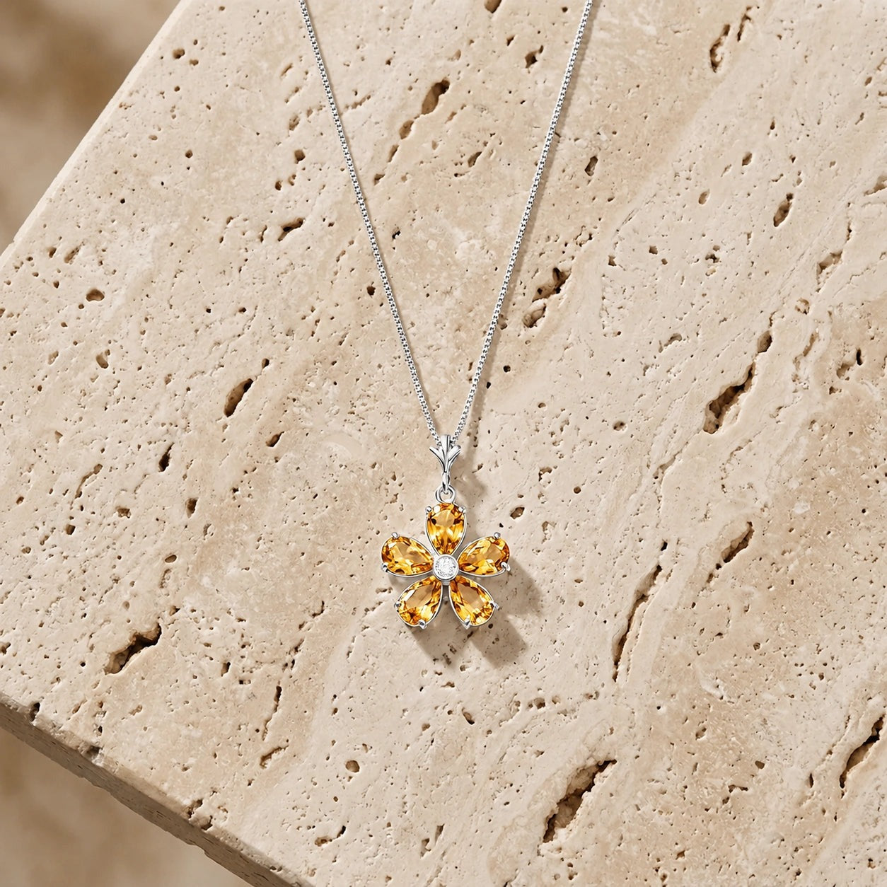 White Gold Radiance Necklace Citrine 10K — Felicita