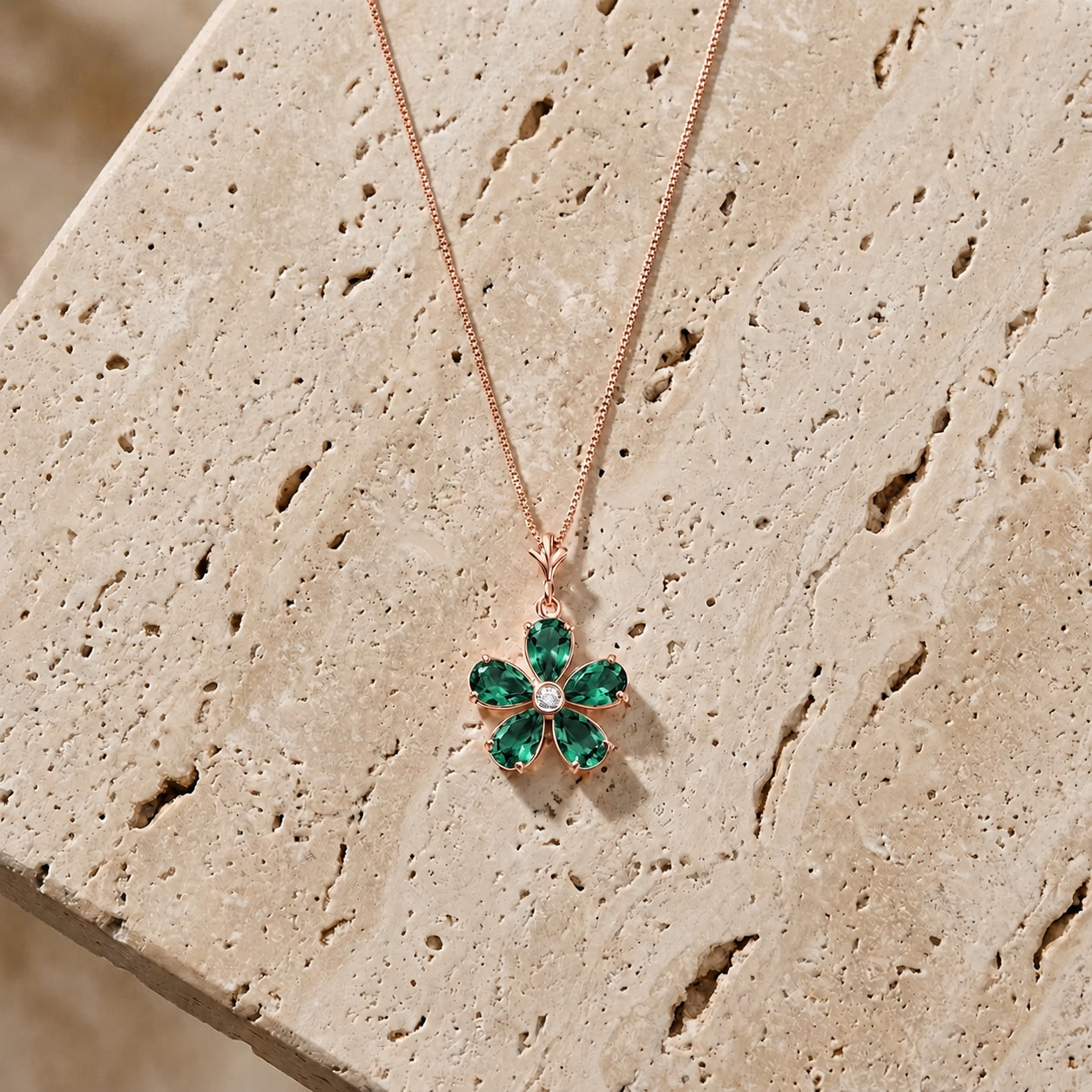 Rose Gold Radiance Necklace Sapphire 10K — Felicita