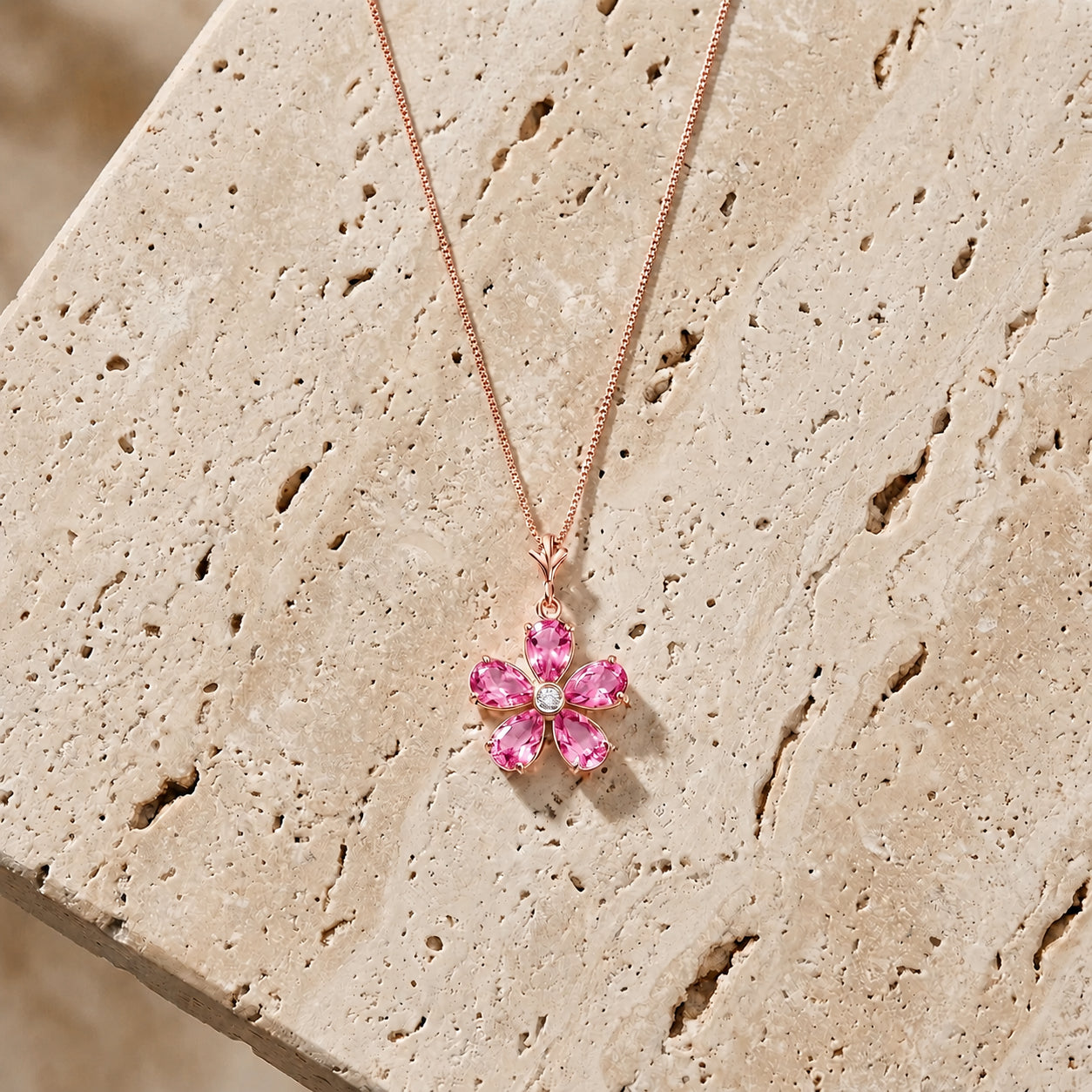 Rose Gold Radiance Necklace Pink Topaz 10K — Felicita