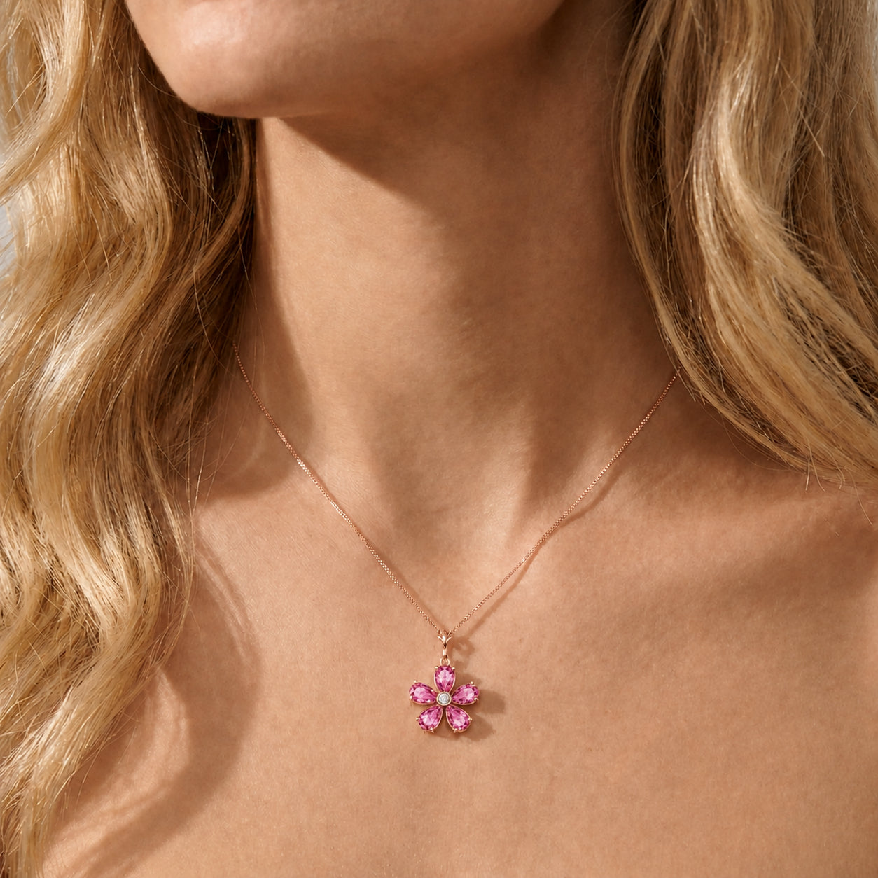Rose Gold Radiance Necklace Pink Topaz 10K — Felicita