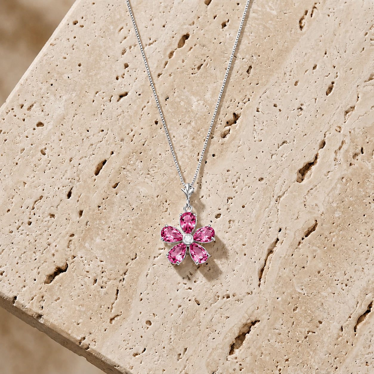 White Gold Radiance Necklace Pink Topaz 10K — Felicita