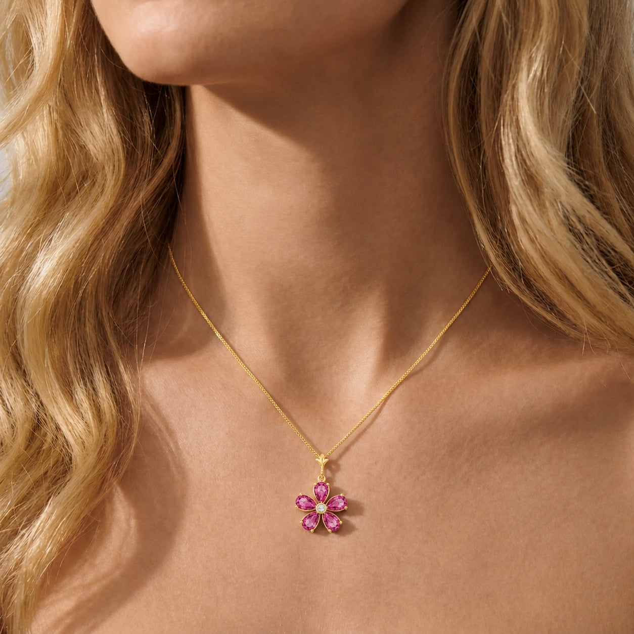 Yellow Gold Radiance Necklace Pink Topaz 10K — Felicita