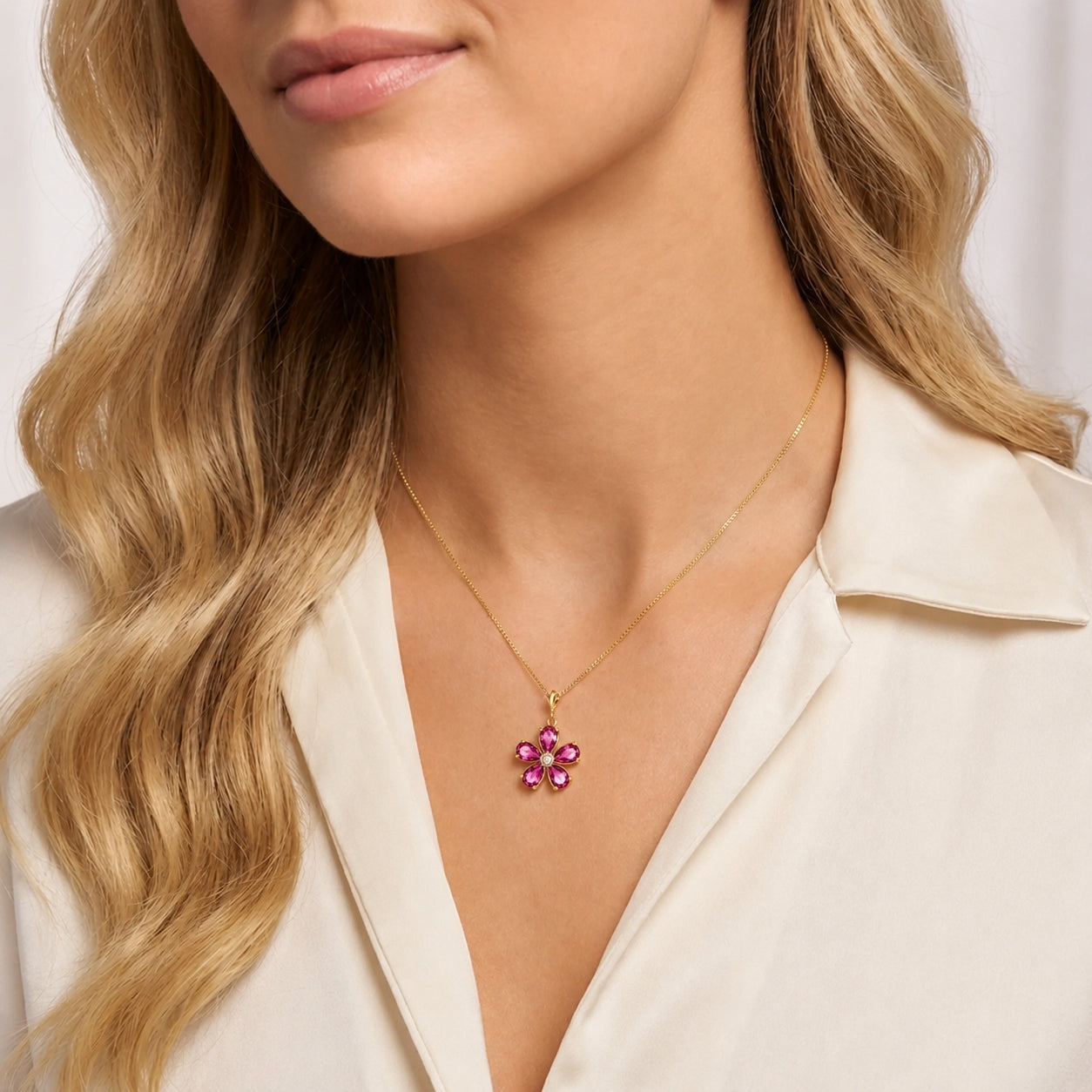 Yellow Gold Radiance Necklace Pink Topaz 10K — Felicita