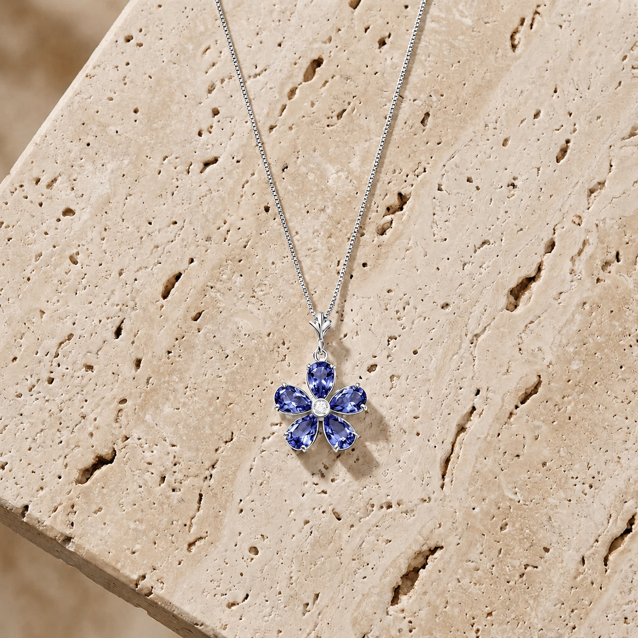 White Gold Radiance Necklace Multi-Gemstone 10K — Felicita