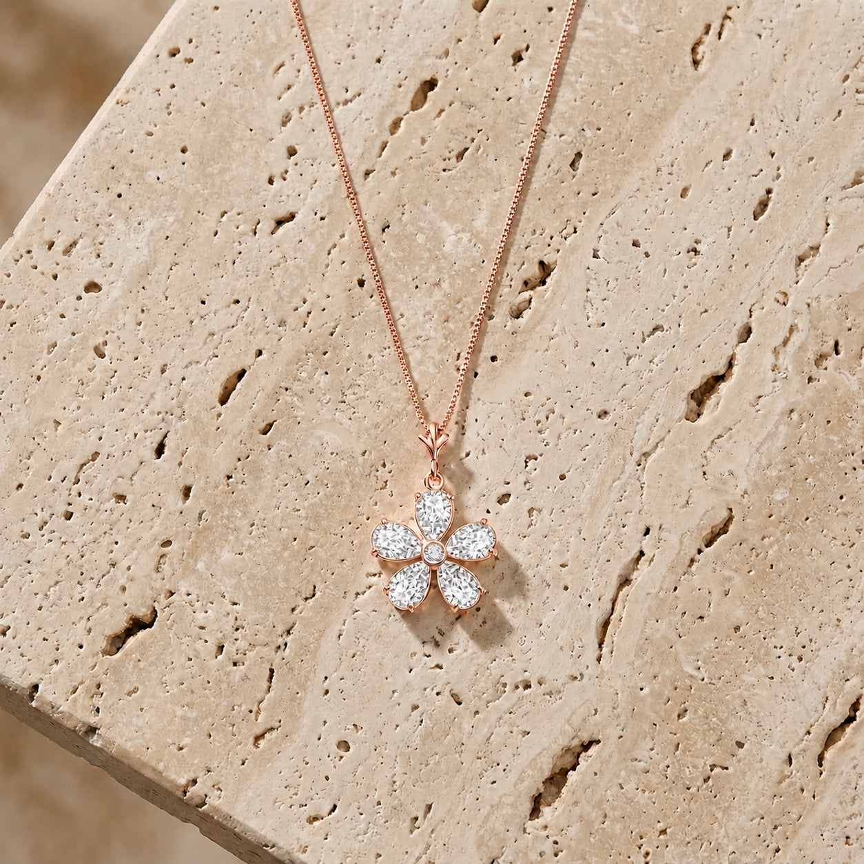 Rose Gold Radiance Necklace White Topaz 10K — Felicita