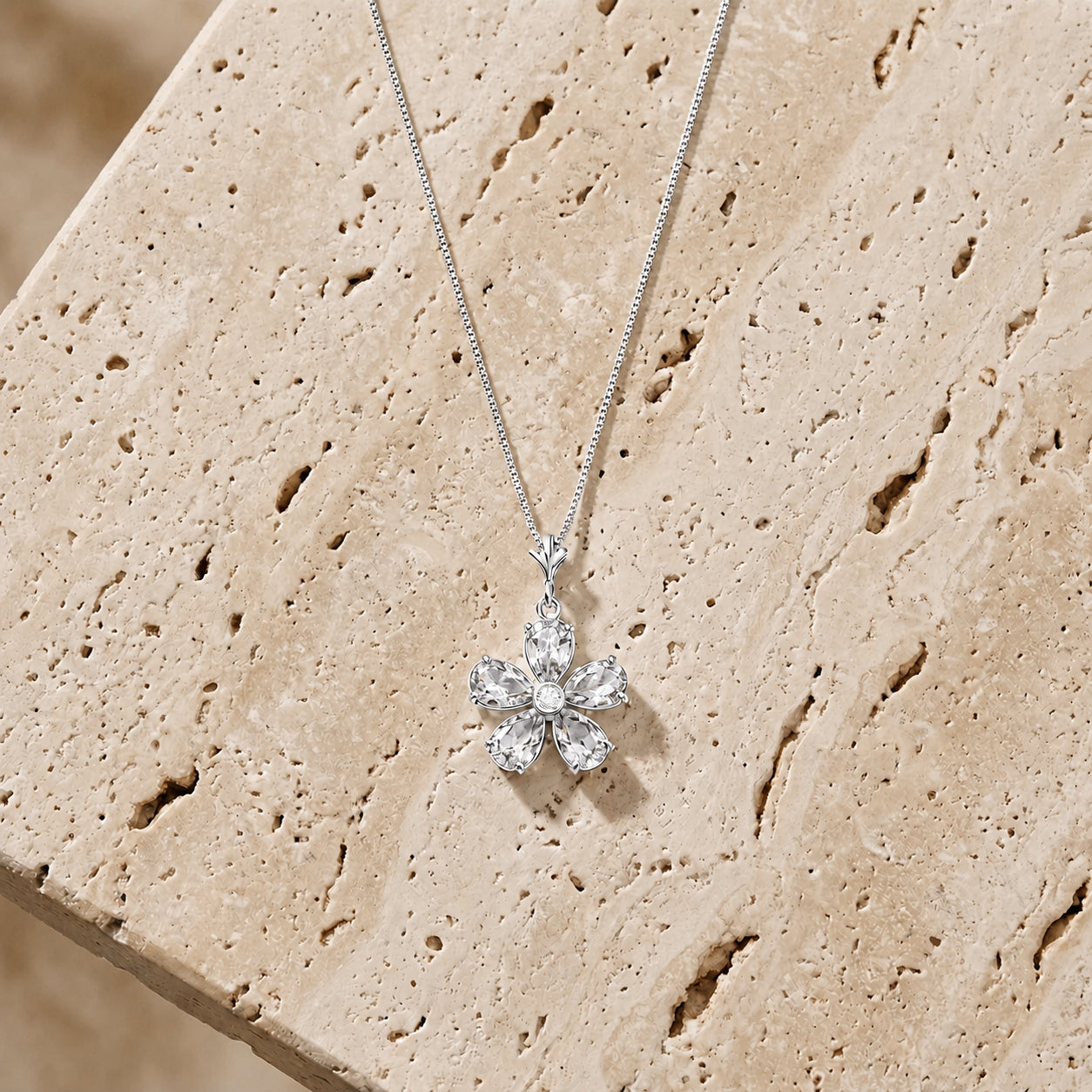 White Gold Radiance Necklace White Topaz 10K — Felicita