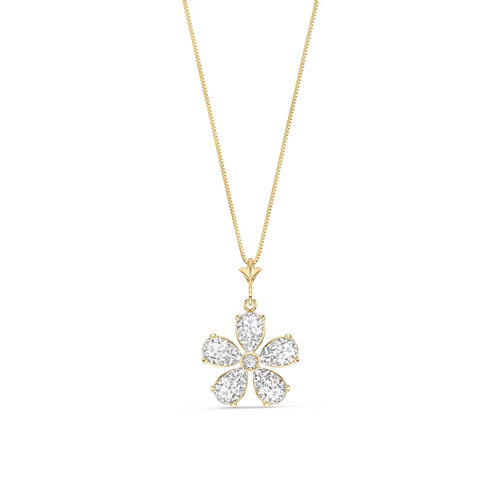 Yellow Gold Radiance Necklace White Topaz 10K — Felicita