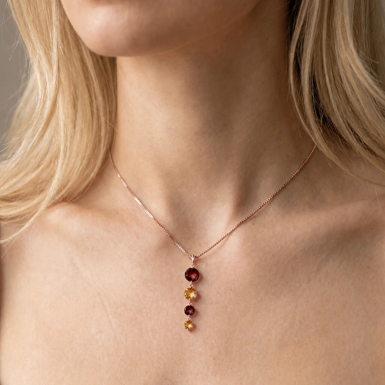 Rose Gold Classic Necklace Blue Topaz 10K — Clementina