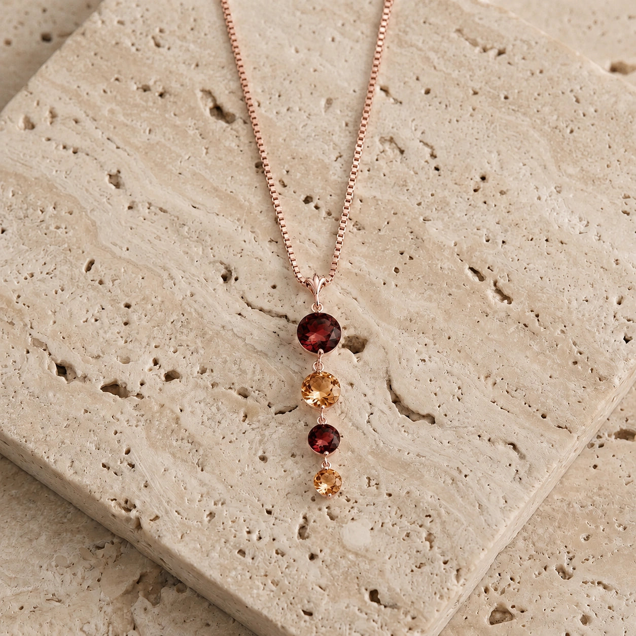 Rose Gold Classic Necklace Blue Topaz 10K — Clementina