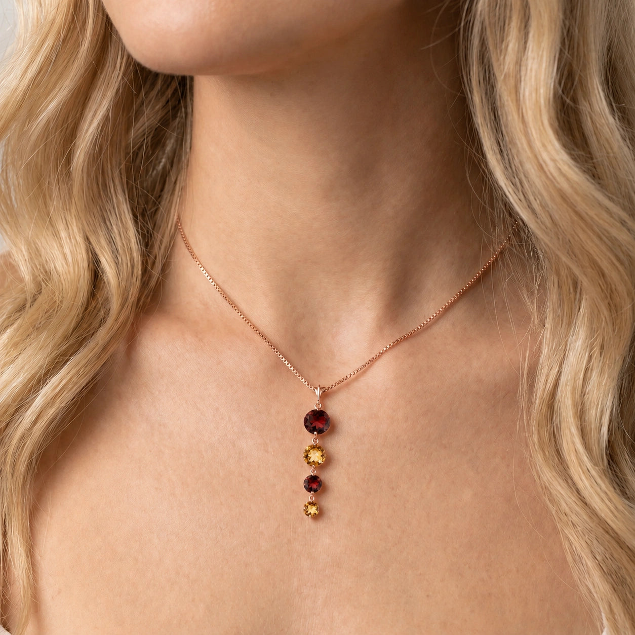Rose Gold Classic Necklace Blue Topaz 10K — Clementina