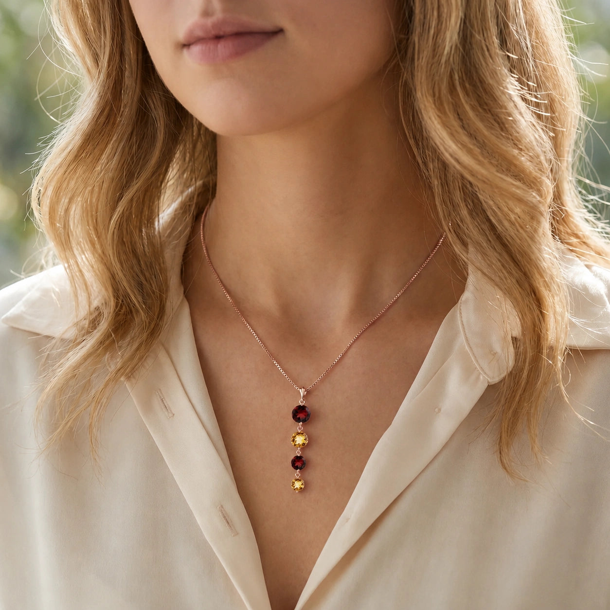 Rose Gold Classic Necklace Blue Topaz 10K — Clementina
