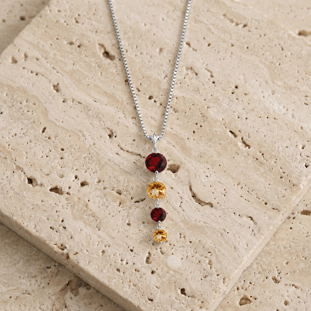 White Gold Classic Necklace Blue Topaz 10K — Clementina