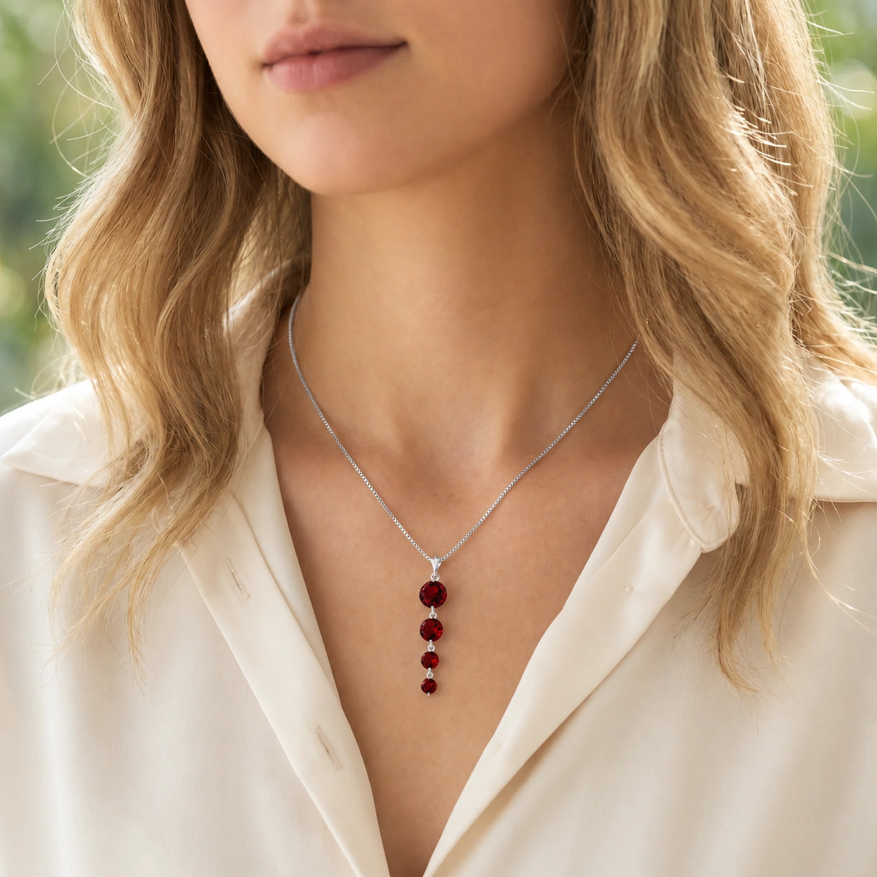 White Gold Classic Necklace Blue Topaz 10K — Clementina