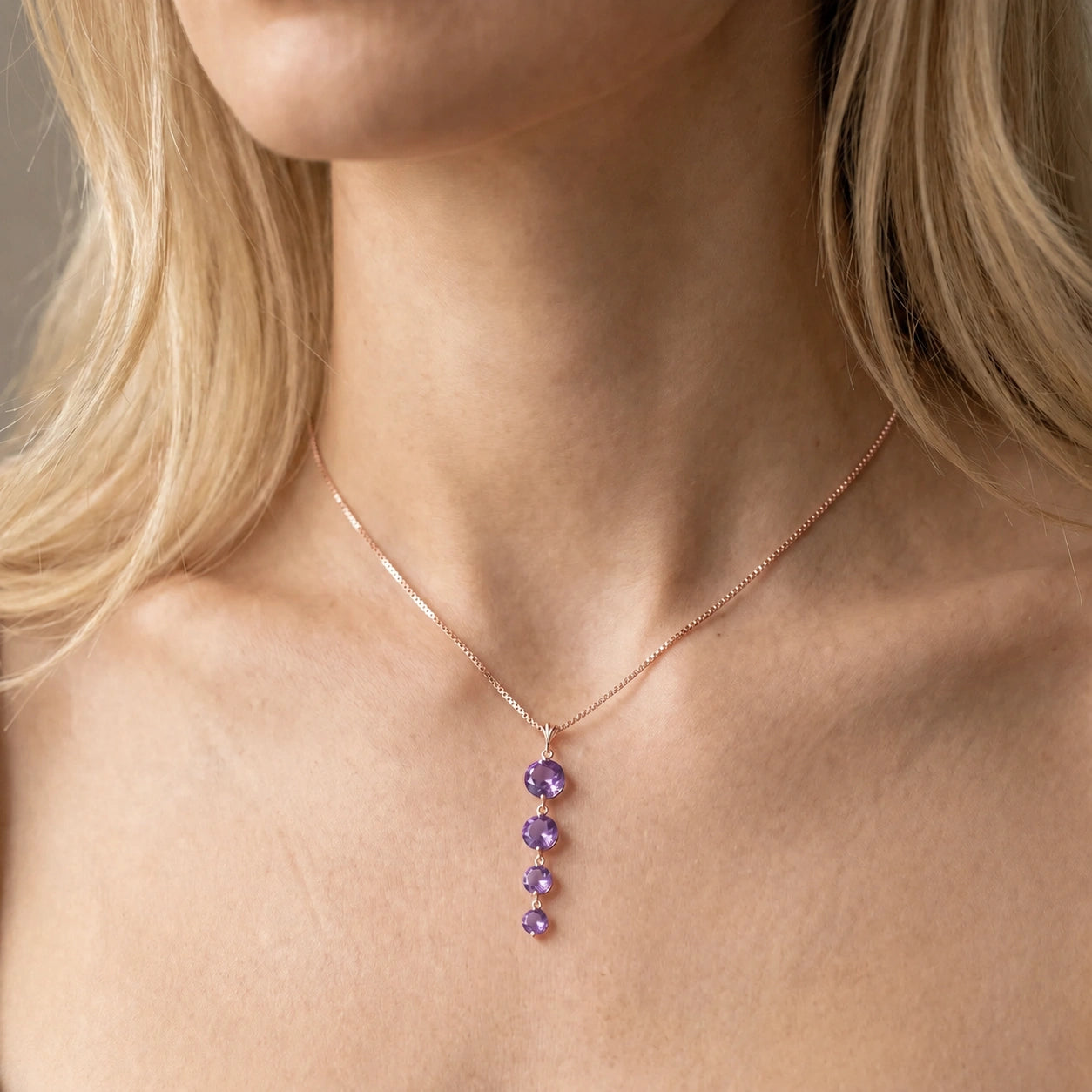 Rose Gold Classic Necklace Garnet 10K — Clementina