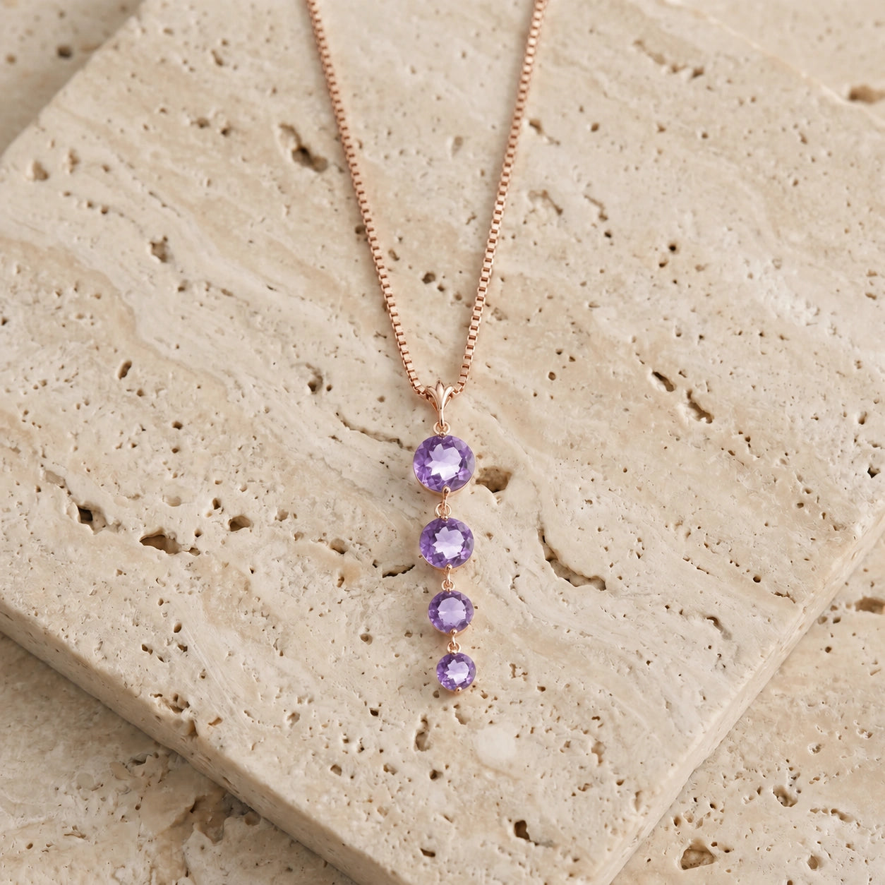 Rose Gold Classic Necklace Garnet 10K — Clementina
