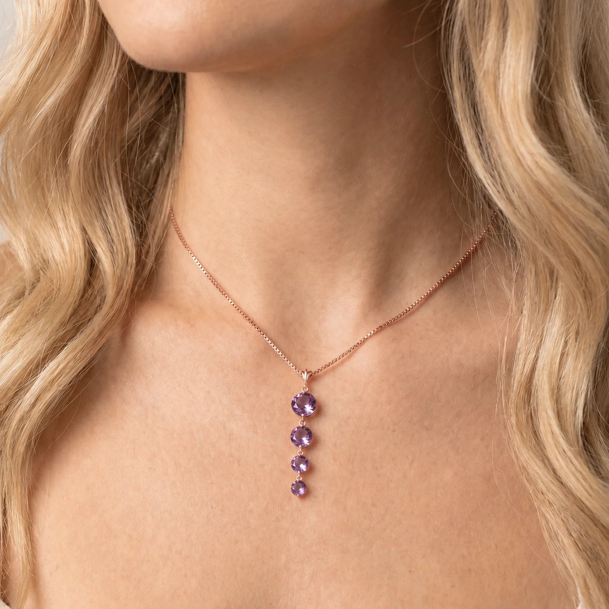 Rose Gold Classic Necklace Garnet 10K — Clementina
