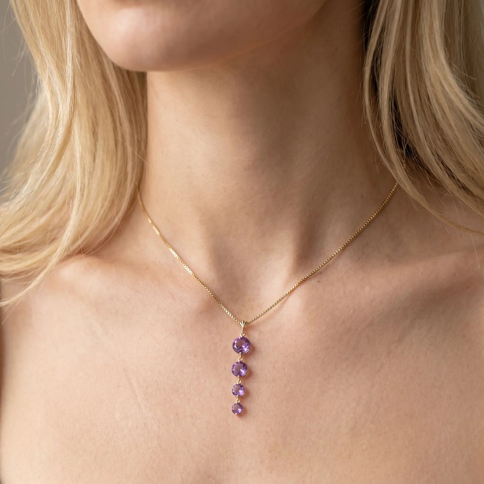 Yellow Gold Classic Necklace Garnet 10K — Clementina