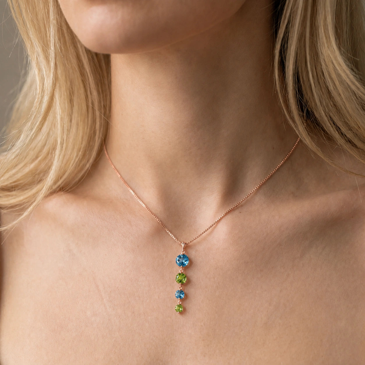 Rose Gold Classic Necklace Peridot 10K — Clementina