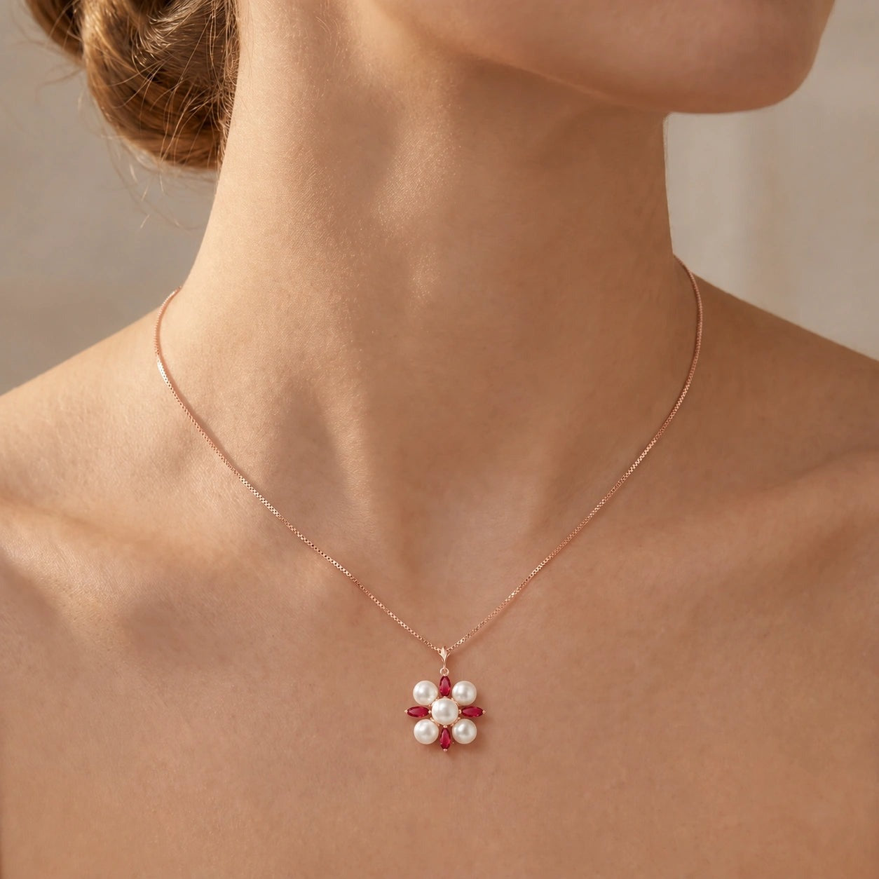Rose Gold Belle Necklace Pearl 10K — Aurelia