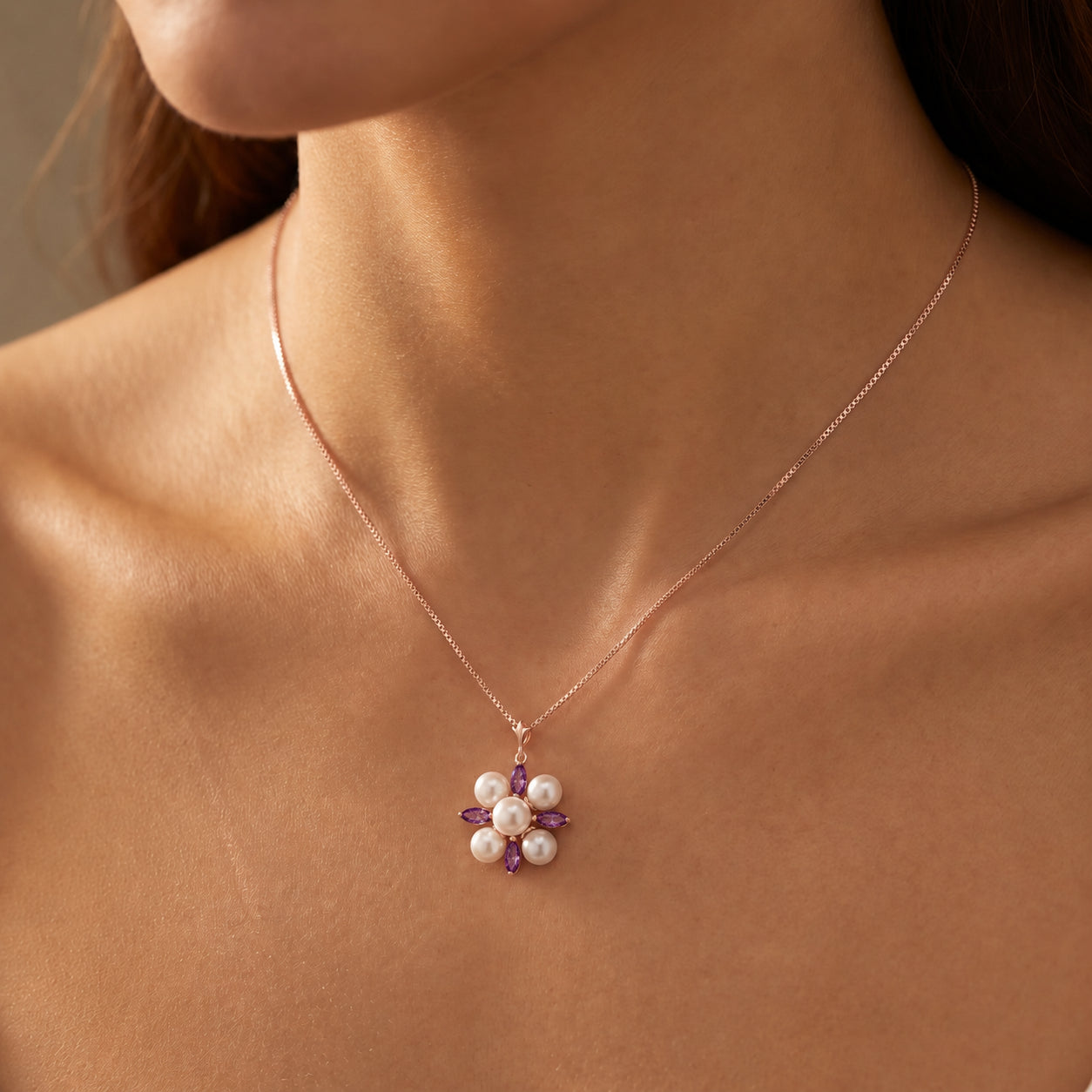 Rose Gold Belle Necklace Pearl 10K — Aurelia