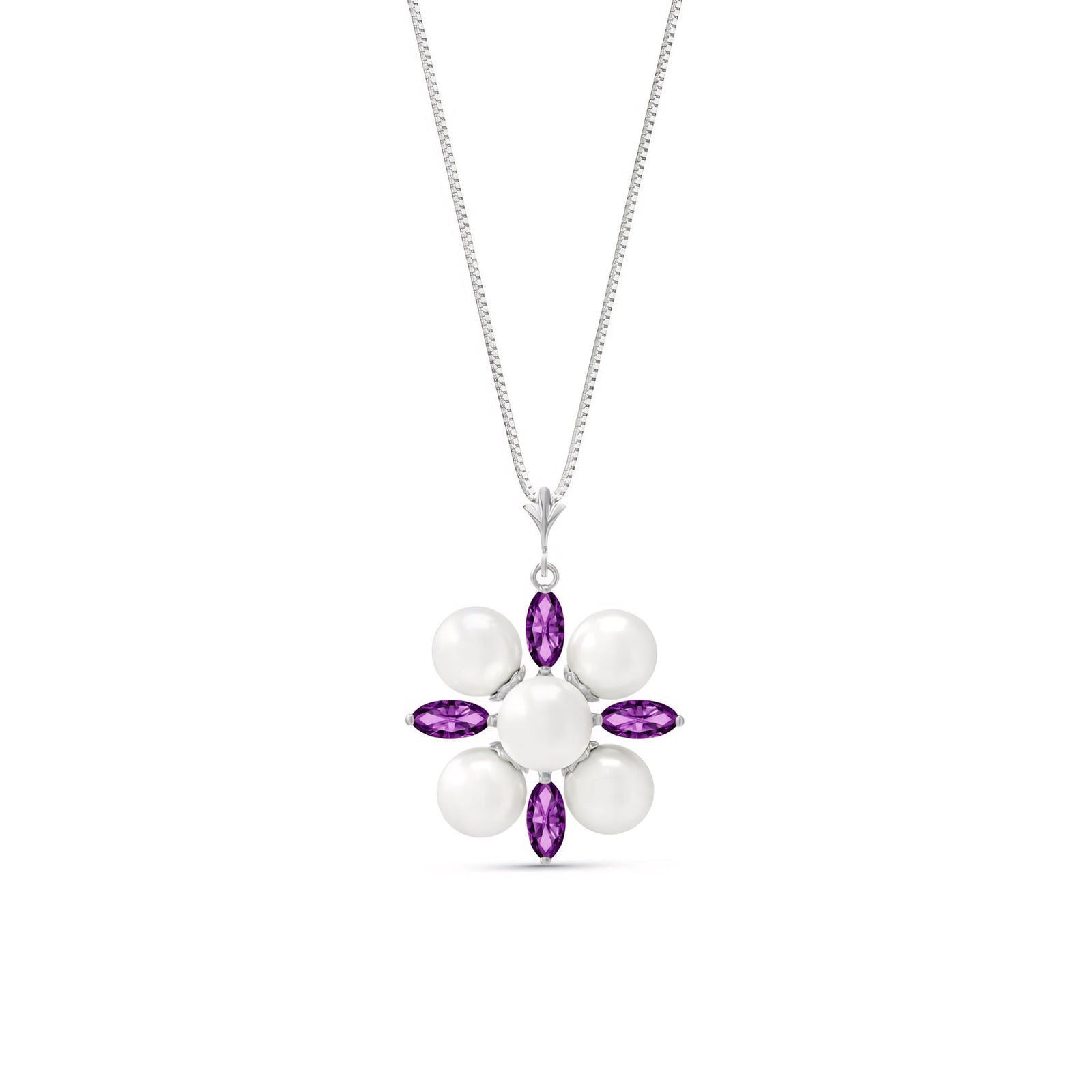 White Gold Belle Necklace Pearl 10K — Aurelia